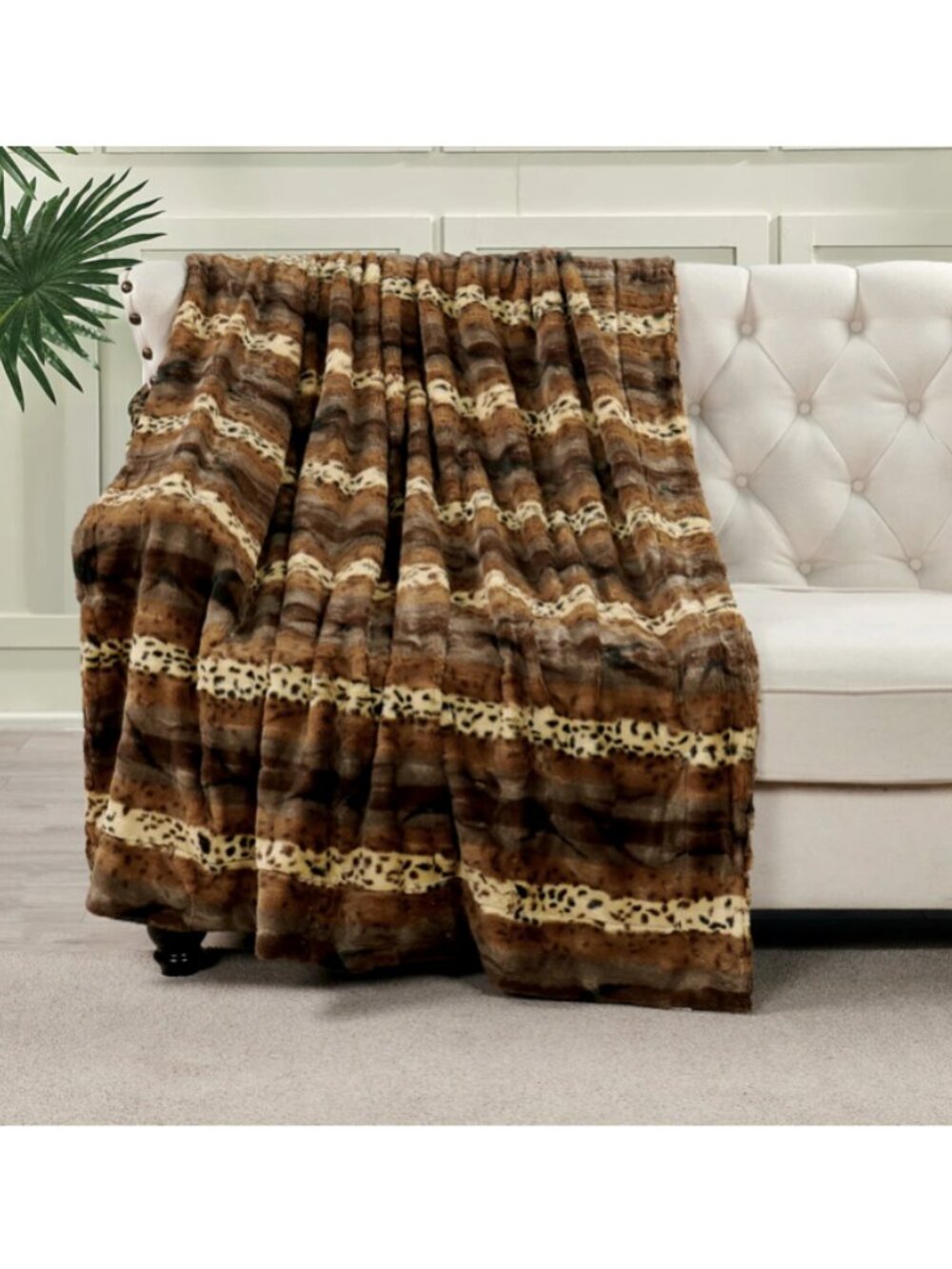 Animal Printed Double Sided Faux Fur Throw 50X60 NWT - Picture 4 of 16